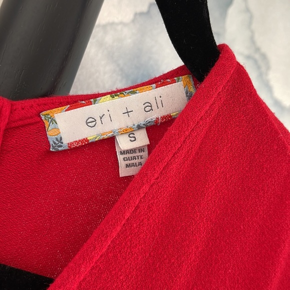 Anthro cherry red flutter hem top - size Small ๐ - Picture 3 of 6